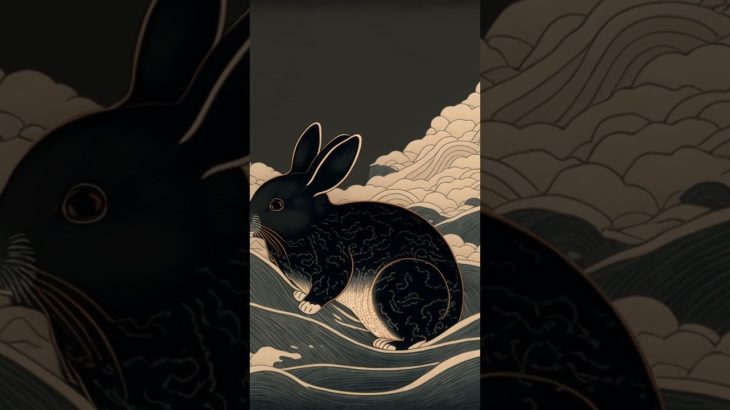 Try this cool Midjourney prompt: Black water rabbit, ukiyo-e art #shorts