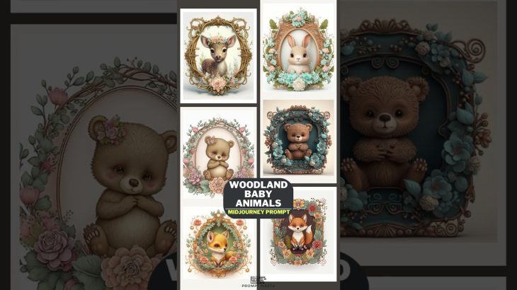 Woodland Baby Animals Midjourney Prompt #shorts