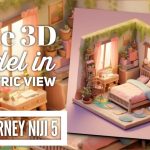 MidJourney Niji 5 Prompt to create cute 3D model isometric view of interior spaces