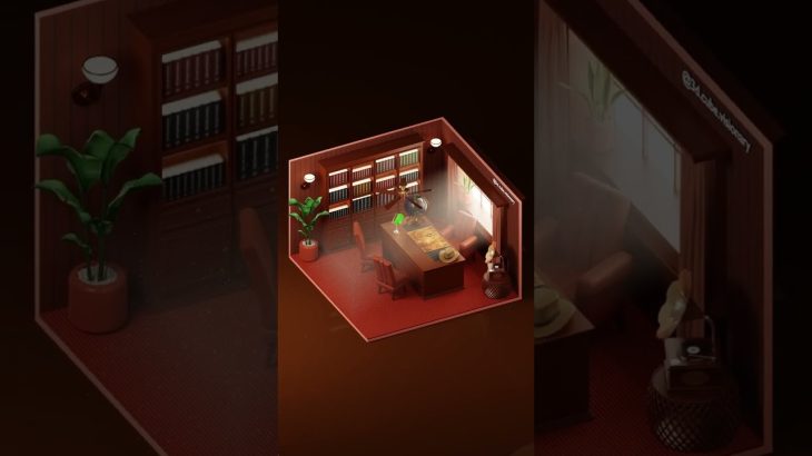 3D Isometric Office Interior Design – Created and Animated in Blender #shorts #isometric #3d