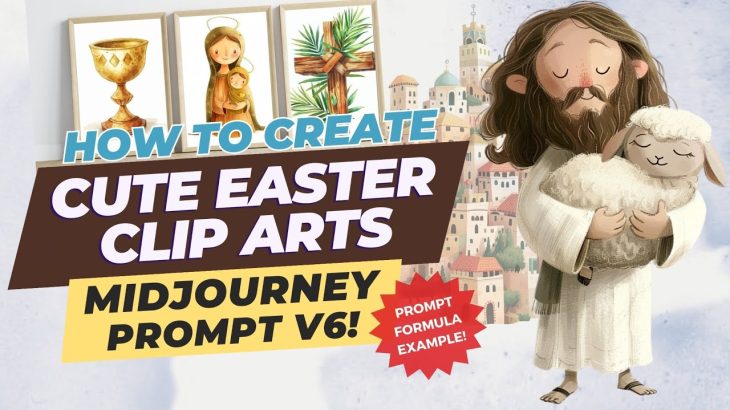 How to create Cute Easter Clipart Midjourney Prompt v 6, Using no parameter, Prompts Examples