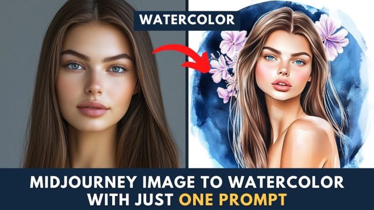 Midjourney Ai: Turn Image to amazing WATERCOLOR Art with just One Prompt