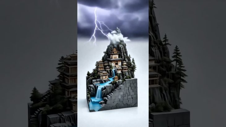 “Majestic Mountain Temple with Waterfalls – Epic 3D Animation Environment”🏞[ Prompt in description ]