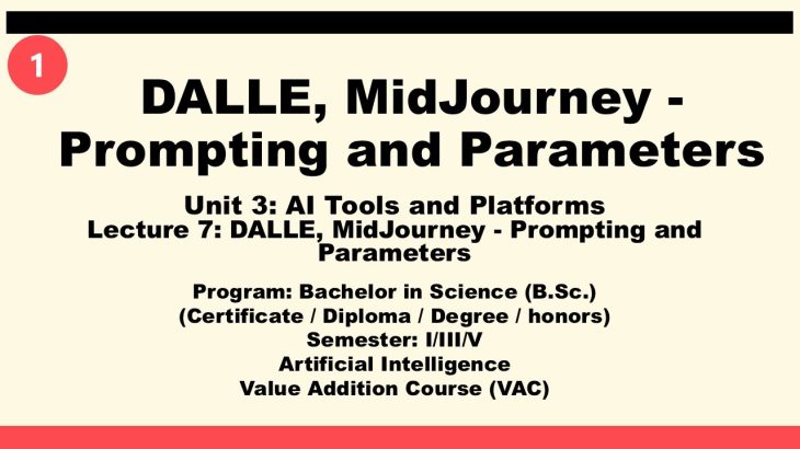 CSVTU, VAC, AI, Unit-03, AI Tools, Lecture 7, DALLE, MidJourney – Prompting and Parameters